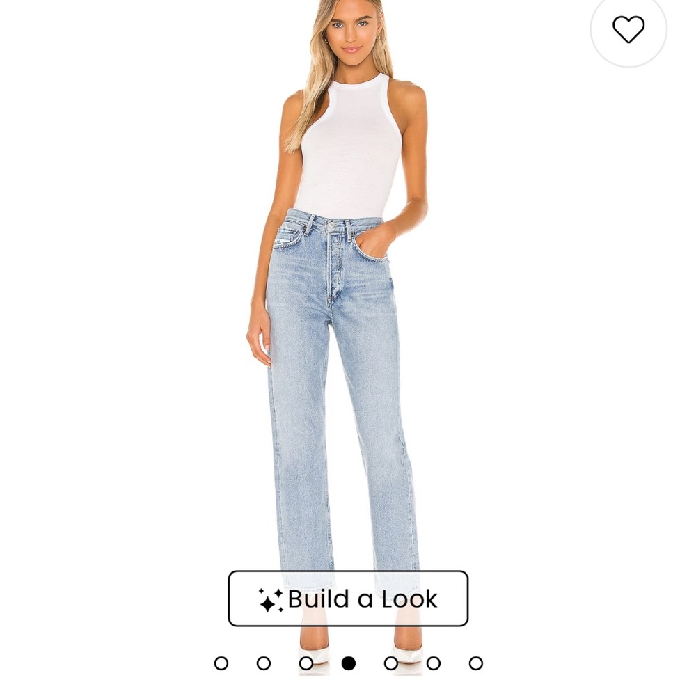 Agolde Light Wash Straight Leg Jeans - Picture 2 of 7